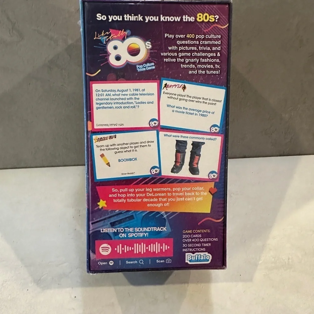 Like Totally 80's Pop Culture 1980s Trivia Card Game by Buffalo Games Brand New